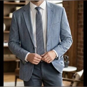 Lauren Ralph Lauren Blazer Mens 48R Light Blue Wool Blend Sport Coat Summer